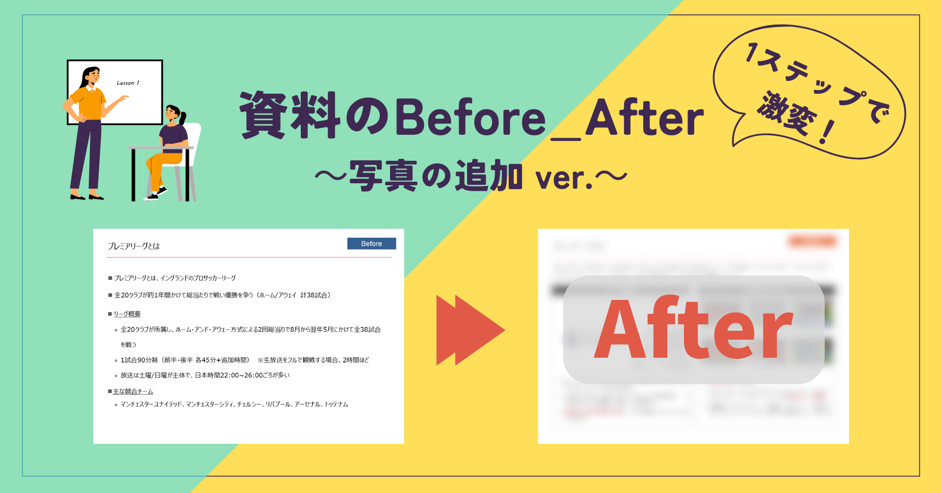 資料作成のBefore After事例｜写真追加でスライドを改善したプレゼン資料例